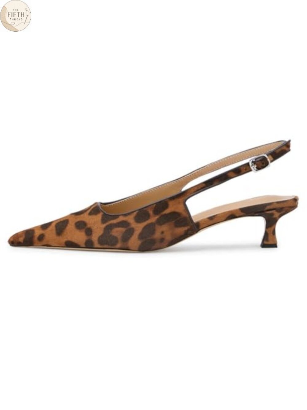 Synthetic Suede Kitten Heel Slingback Pointed Toe Pumps Buckle Casual